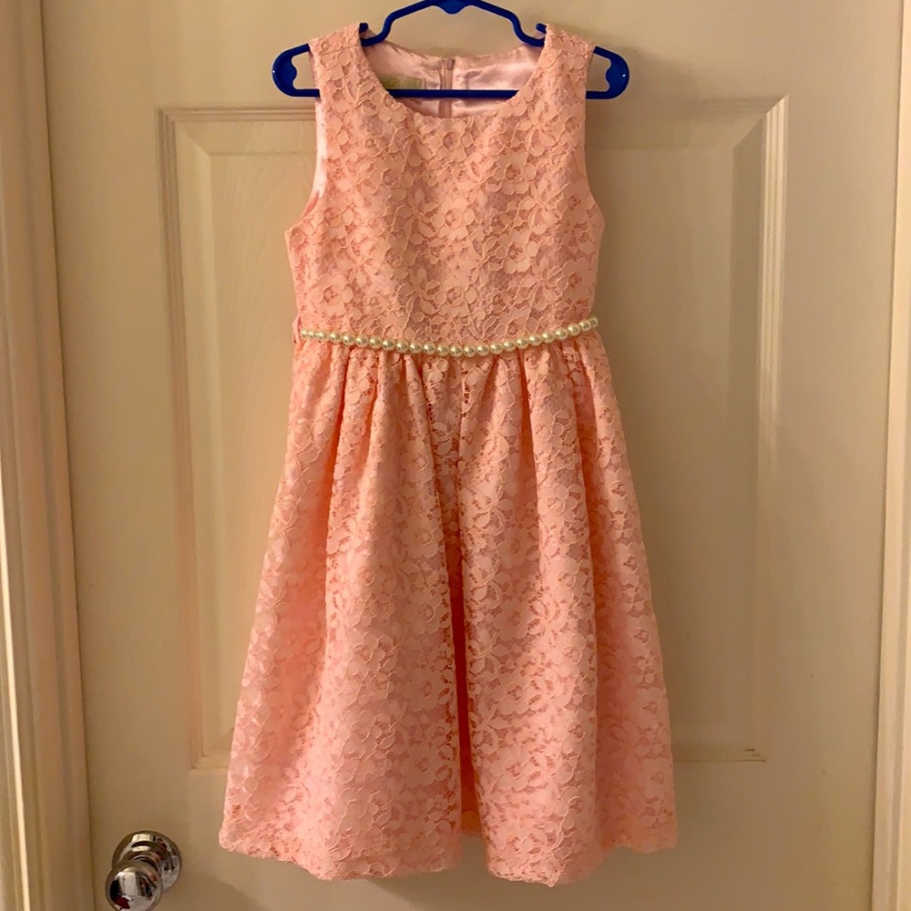 Girls pink lace dress